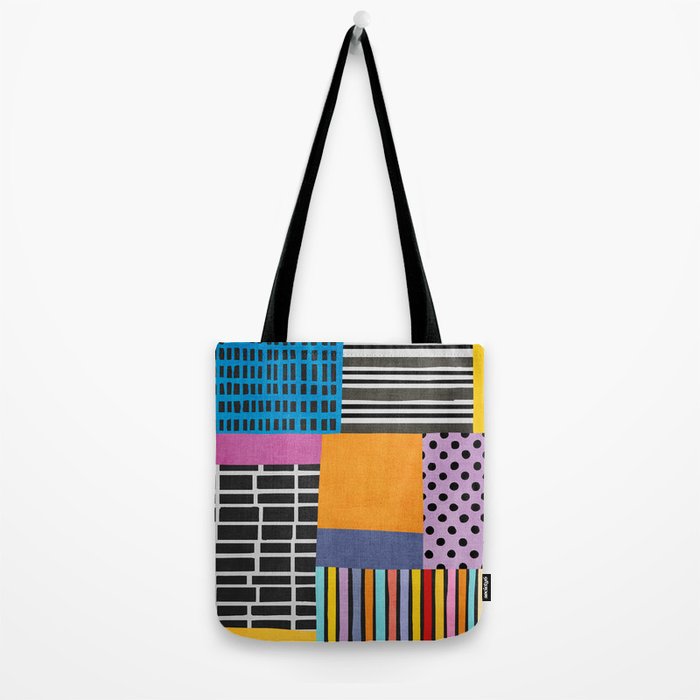 Modern Multicolor Patchwork Design Tote Bag Gallery Image 2