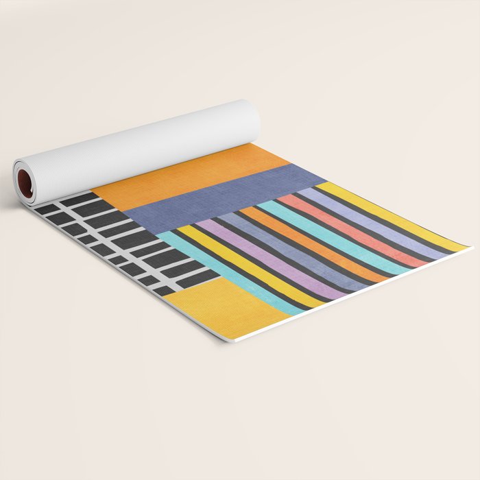 Modern Multicolor Patchwork Design Yoga Mat Gallery Image 2