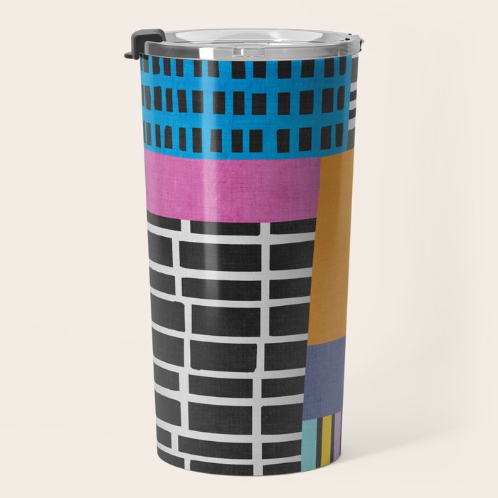 Modern Multicolor Patchwork Design Travel Mug Gallery Image 3