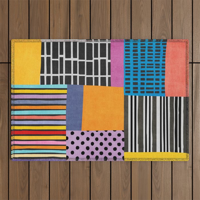 Modern Multicolor Patchwork Design Outdoor Rug Gallery Image 1