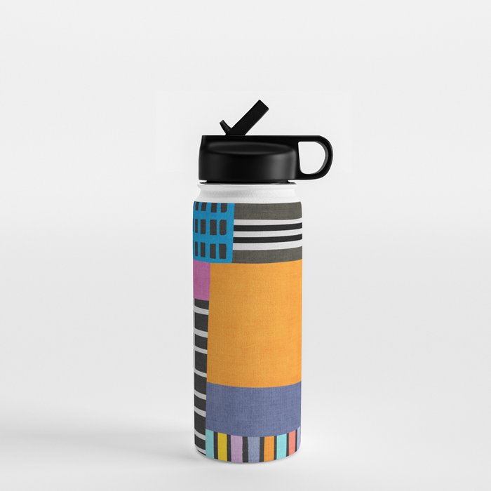 Modern Multicolor Patchwork Design Water Bottle Gallery Image 1