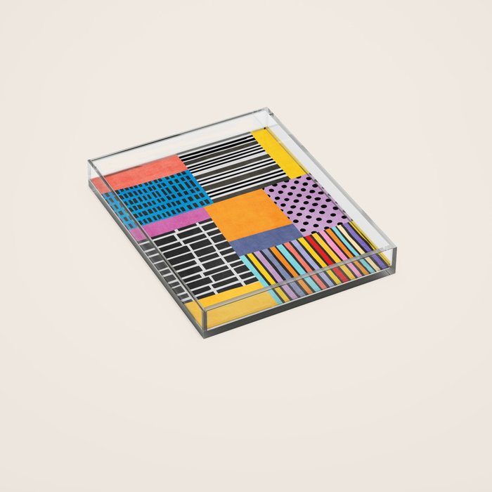 Modern Multicolor Patchwork Design Acrylic Tray Gallery Image 2
