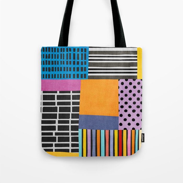 Modern Multicolor Patchwork Design Tote Bag Gallery Image 1