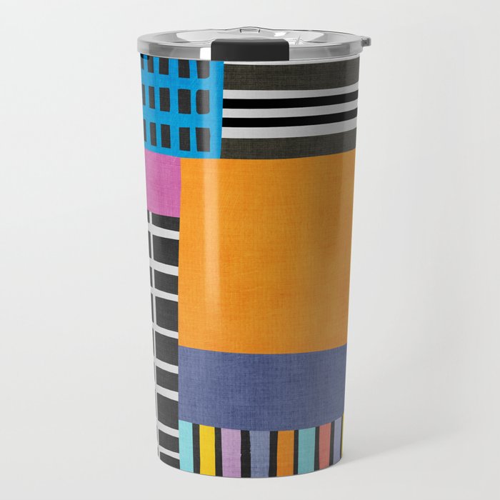 Modern Multicolor Patchwork Design Travel Mug Gallery Image 1