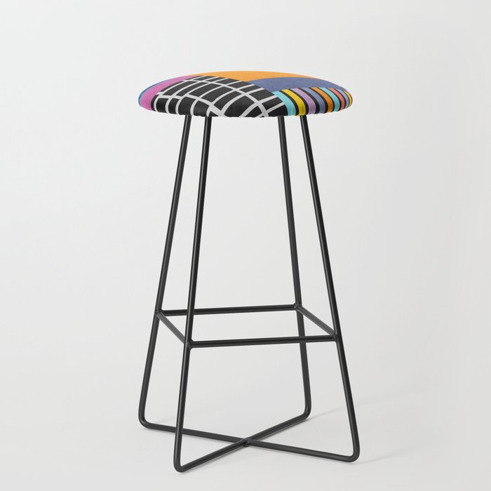 Modern Multicolor Patchwork Design Stool Gallery Image 1