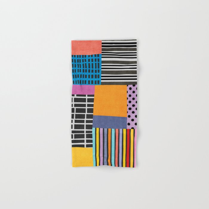 Modern Multicolor Patchwork Design Bath Towel Gallery Image 1