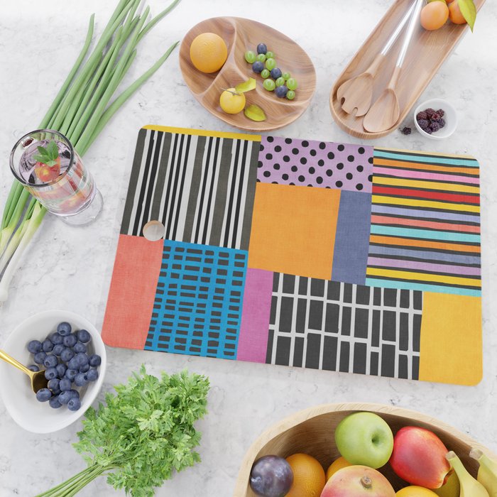 Modern Multicolor Patchwork Design Cutting Board Gallery Image 2