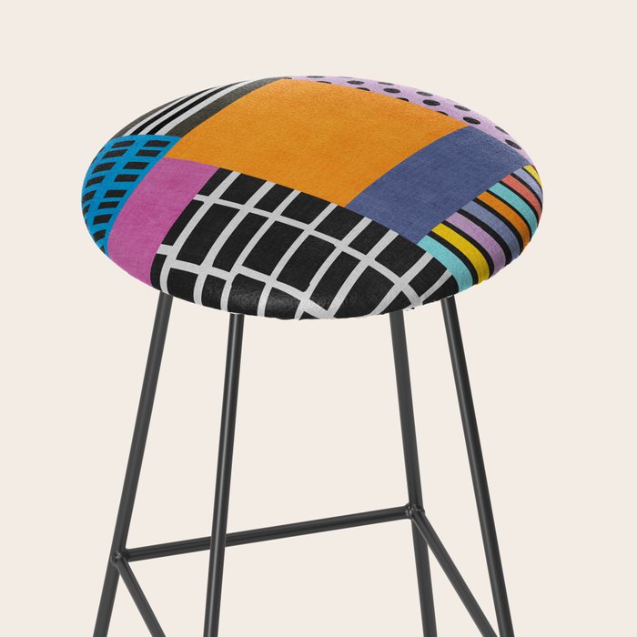 Modern Multicolor Patchwork Design Stool Gallery Image 2