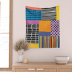 Modern Multicolor Patchwork Design Wall Tapestry Gallery Image 2