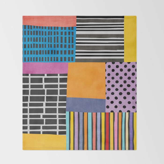 Modern Multicolor Patchwork Design Throw Blanket Gallery Image 2