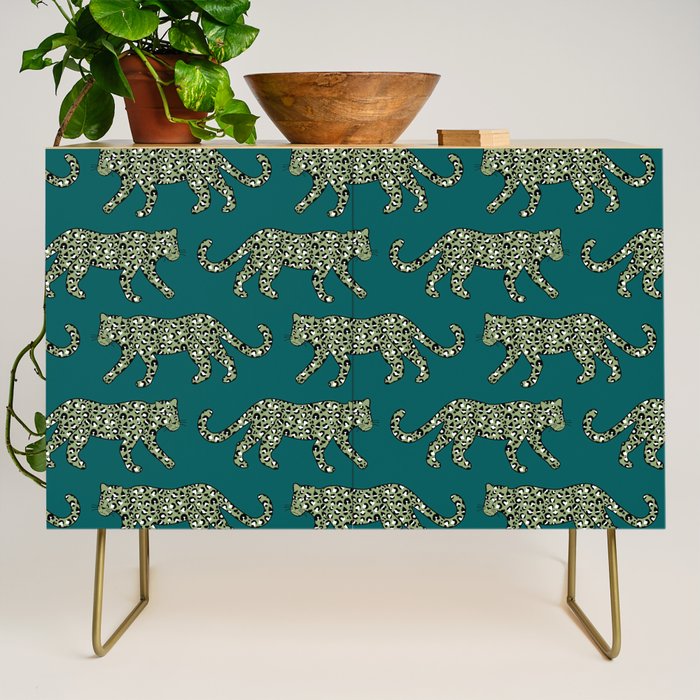 Kitty Parade - Olive on Dark Teal Credenza Gallery Image 1