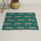 Kitty Parade - Olive on Dark Teal Rug Gallery Image 1