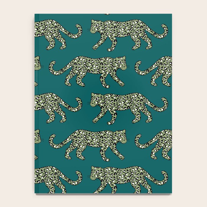 Kitty Parade - Olive on Dark Teal Notebook Gallery Image 4