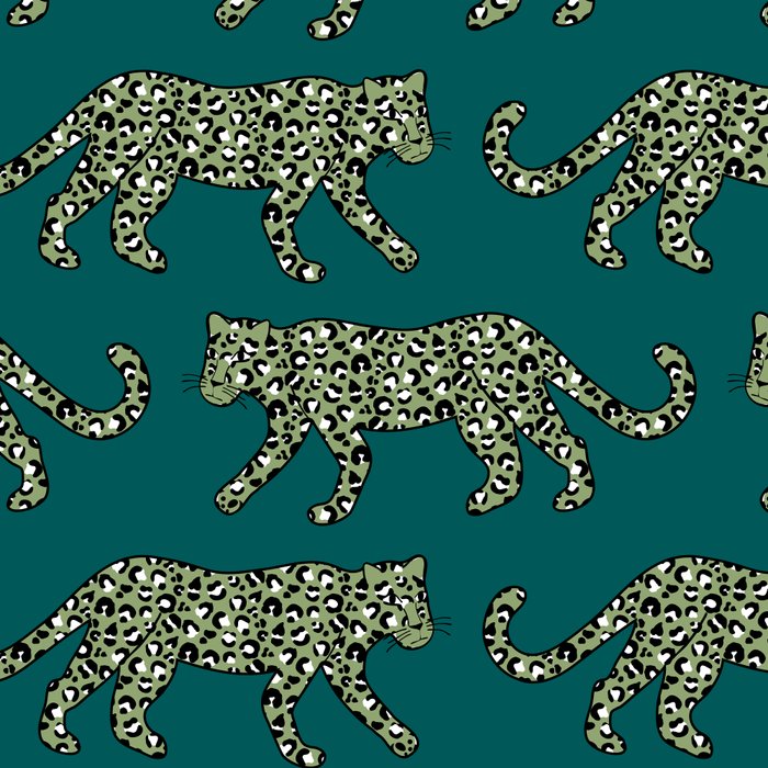 Kitty Parade - Olive on Dark Teal Coffee Mug Gallery Image 2