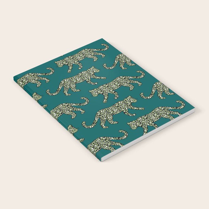 Kitty Parade - Olive on Dark Teal Notebook Gallery Image 2