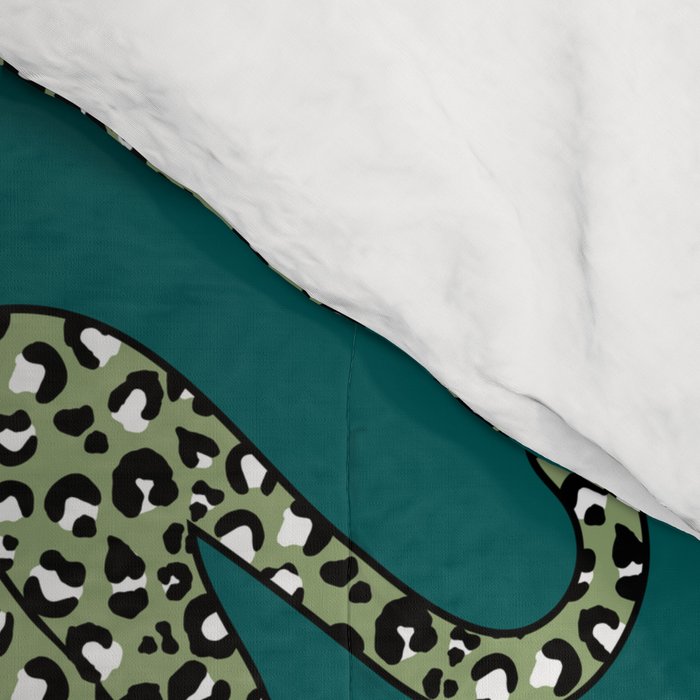 Kitty Parade - Olive on Dark Teal Comforter Gallery Image 4