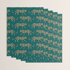 Kitty Parade - Olive on Dark Teal Wrapping Paper Gallery Image 3