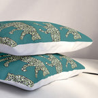 Kitty Parade - Olive on Dark Teal Pillow Sham Gallery Image 3