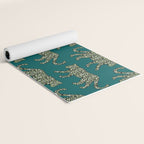 Kitty Parade - Olive on Dark Teal Yoga Mat Gallery Image 2