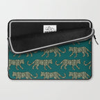 Kitty Parade - Olive on Dark Teal Laptop Sleeve Gallery Image 2