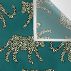 Kitty Parade - Olive on Dark Teal Wall Tapestry Gallery Image 3
