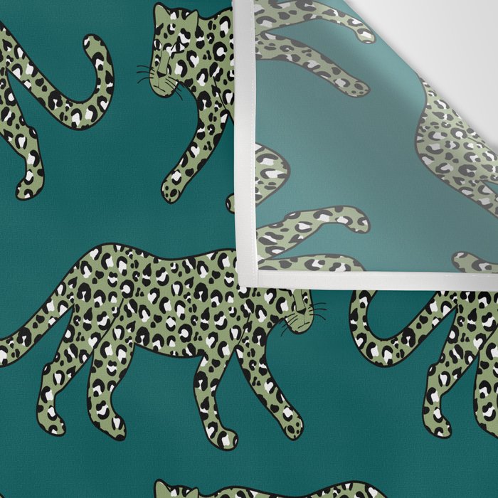 Kitty Parade - Olive on Dark Teal Wall Tapestry Gallery Image 3
