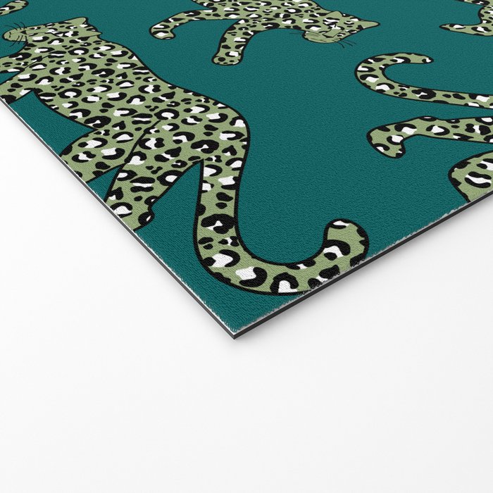 Kitty Parade - Olive on Dark Teal Welcome Mat Gallery Image 2