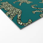 Kitty Parade - Olive on Dark Teal Welcome Mat Gallery Image 2