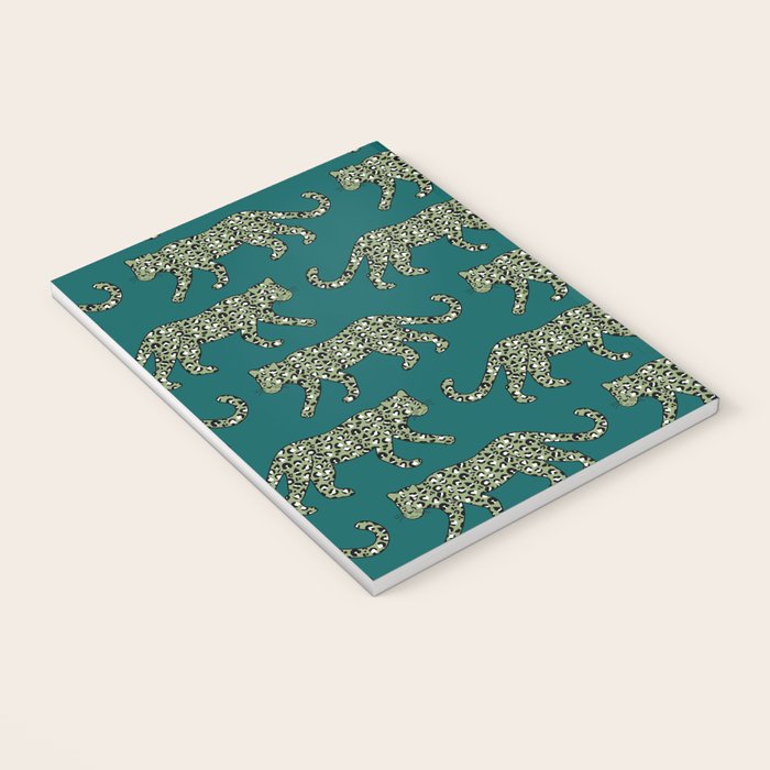 Kitty Parade - Olive on Dark Teal Notebook Gallery Image 3