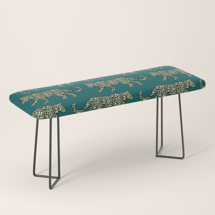 Kitty Parade - Olive on Dark Teal Bench Gallery Image 1