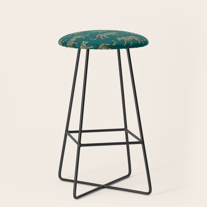 Kitty Parade - Olive on Dark Teal Stool Gallery Image 1