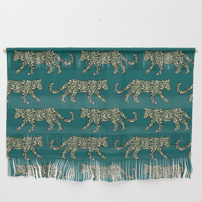 Kitty Parade - Olive on Dark Teal Wall Hanging Gallery Image 1