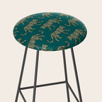 Kitty Parade - Olive on Dark Teal Stool Gallery Image 2