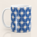 Mid-Century Modern Starburst Pattern in Stone and Blue Coffee Mug Gallery Image 3