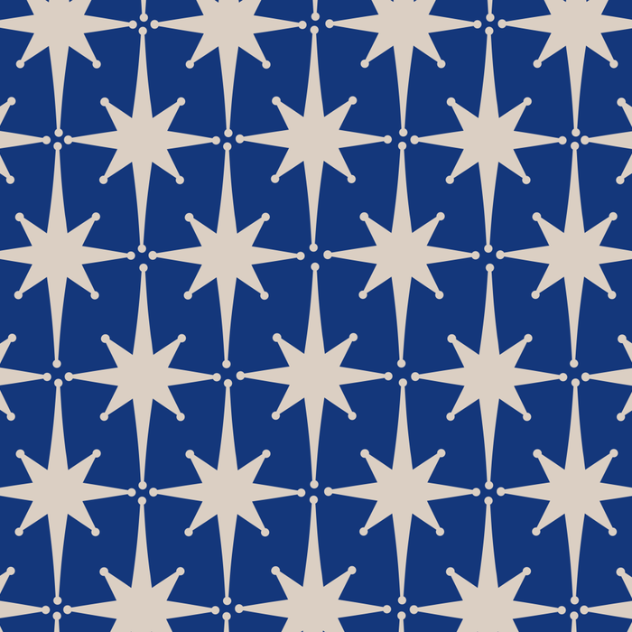 Mid-Century Modern Starburst Pattern in Stone and Blue Coffee Mug Gallery Image 2