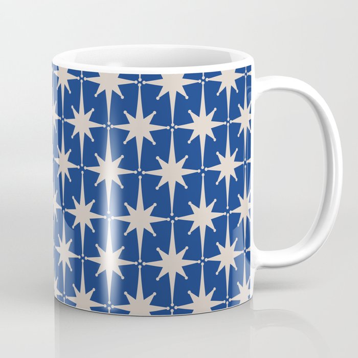 Mid-Century Modern Starburst Pattern in Stone and Blue Coffee Mug Gallery Image 1