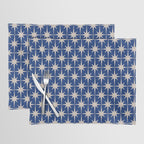 Mid-Century Modern Starburst Pattern in Stone and Blue Placemat Gallery Image 1