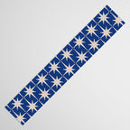 Mid-Century Modern Starburst Pattern in Stone and Blue Table Runner Gallery Image 3