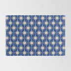 Mid-Century Modern Starburst Pattern in Stone and Blue Rug Gallery Image 2
