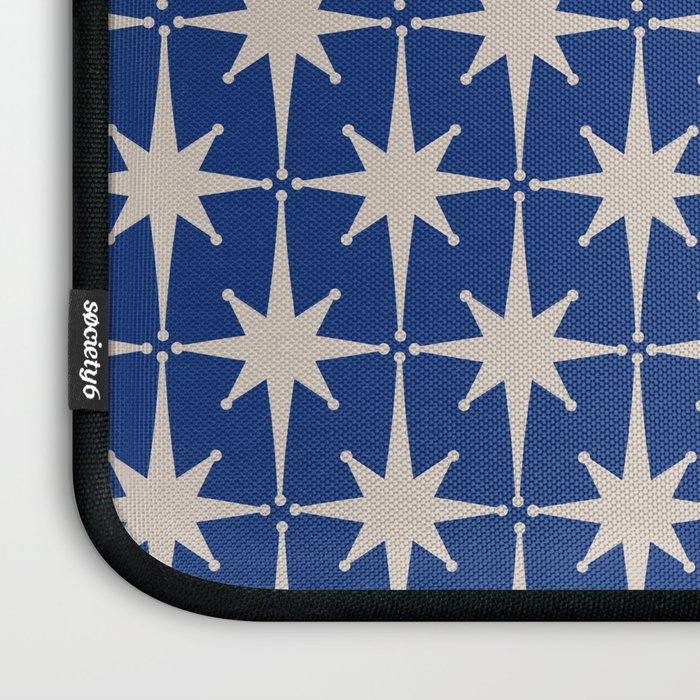 Mid-Century Modern Starburst Pattern in Stone and Blue Laptop Sleeve Gallery Image 3