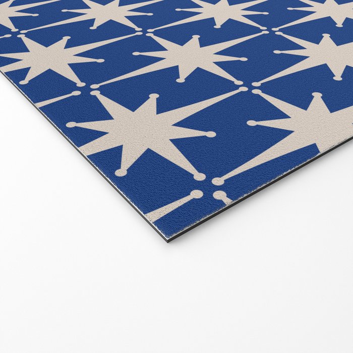 Mid-Century Modern Starburst Pattern in Stone and Blue Welcome Mat Gallery Image 2