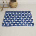 Mid-Century Modern Starburst Pattern in Stone and Blue Rug Gallery Image 1
