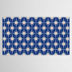 Mid-Century Modern Starburst Pattern in Stone and Blue Tablecloth Gallery Image 2