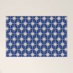 Mid-Century Modern Starburst Pattern in Stone and Blue Welcome Mat Gallery Image 1