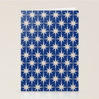 Mid-Century Modern Starburst Pattern in Stone and Blue Stationery Card Gallery Image 2