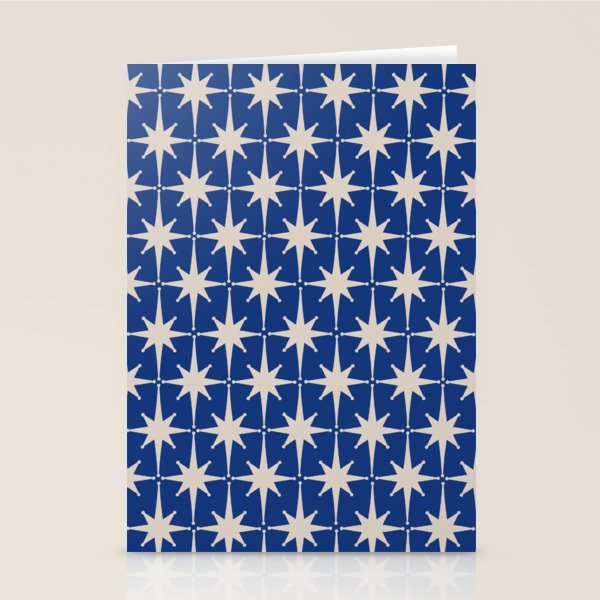 Mid-Century Modern Starburst Pattern in Stone and Blue Stationery Card Gallery Image 2