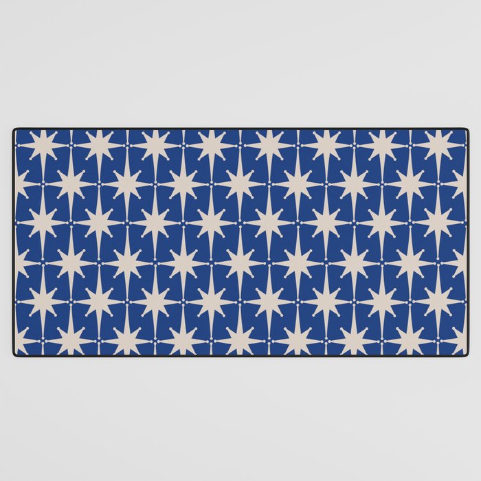 Mid-Century Modern Starburst Pattern in Stone and Blue Desk Mat Gallery Image 3
