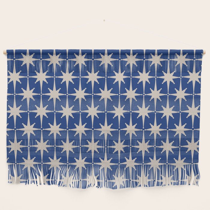 Mid-Century Modern Starburst Pattern in Stone and Blue Wall Hanging Gallery Image 1