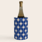 Mid-Century Modern Starburst Pattern in Stone and Blue Wine Chiller Gallery Image 3