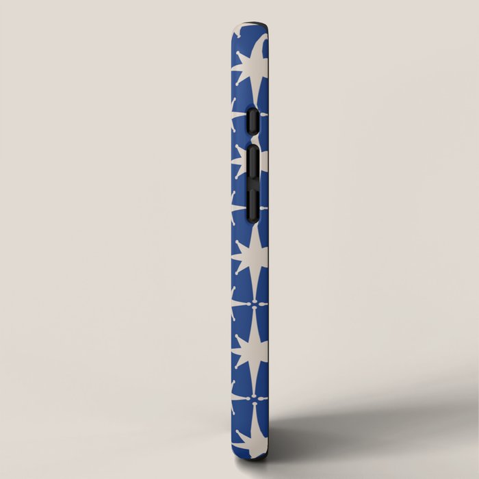 Mid-Century Modern Starburst Pattern in Stone and Blue iPhone Case Gallery Image 2